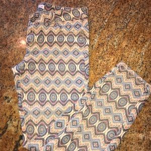 Patterned metallic skinny jeans